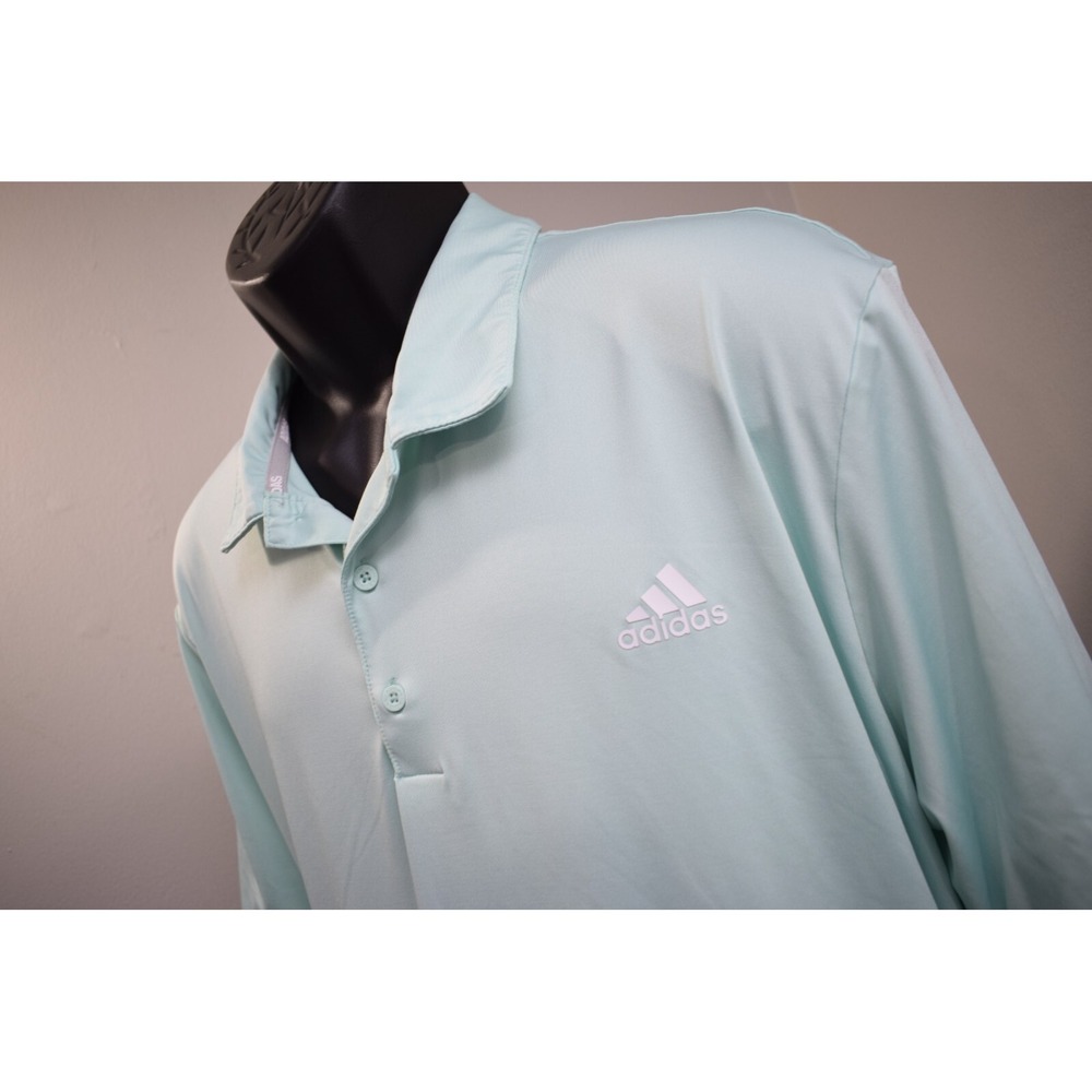 Adidas Golf Polo Performance Wicking Short Sleeve Aqua‎ Mens Size 2XL XXL